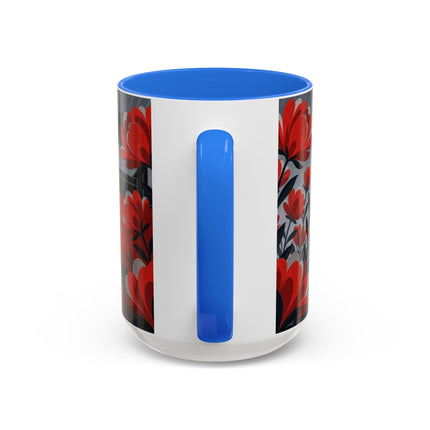 ☔🌹 The Scarlet Rainstorm Promenade Colorful Mug – Art Deco Motoring Elegance