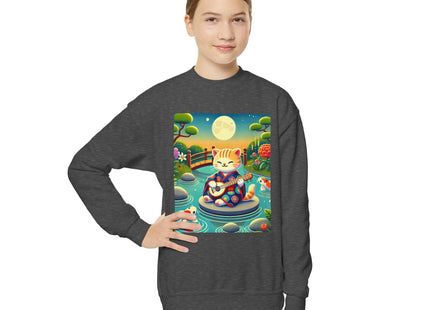 Melodic Kitten by the Koi Pond Youth Crewneck Sweatshirt