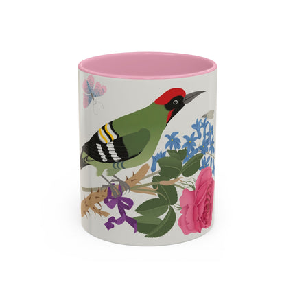 Woodpecker & Rose Colorful Mugs – Vibrant Spring & Bold Beauty