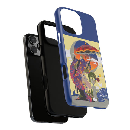 Parasol Sunset Geisha Phone Case – Elegant Twilight Grace
