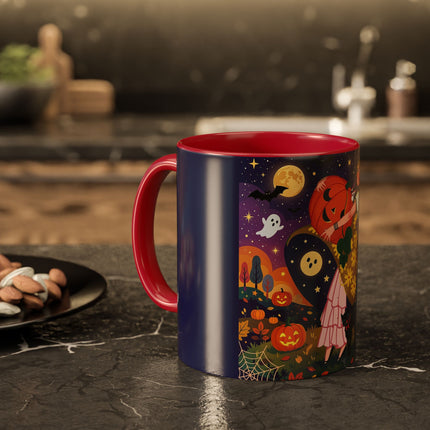 🎃🐈‍⬛ The Pumpkin Moon Embrace Colorful Mug – Whimsical Halloween Charm