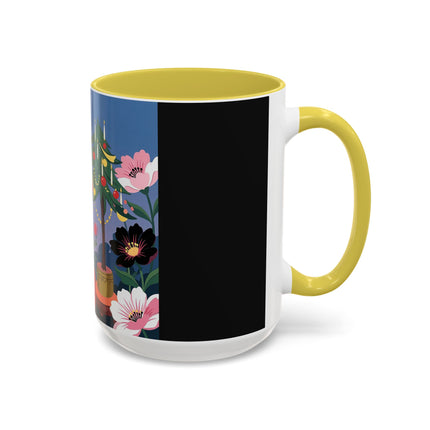 🌹🎄 The Lady Of The Candlelit Rose Tree Colorful Mug – Art Deco Christmas Garden