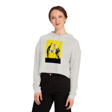 A Moment of Elegance: A Passionate Embrace Amidst Golden Splendor Women’s Cropped Hooded Sweatshirt