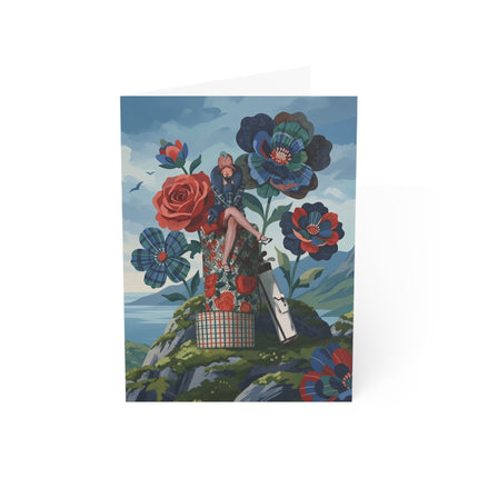 🏌️‍♀️🌹 The Lady Of The Highland Links Greeting Card – Art Deco Golf & Floral Fashion