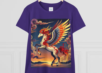 Flame-Winged Horse at Sunset Women's Midweight Cotton Tee
