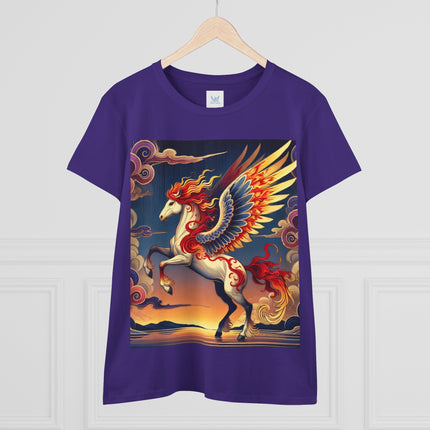 Flame-Winged Horse at Sunset Cotton Tee