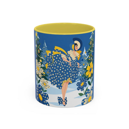 💙🌼 The Bluebell Christmas Promenade Colorful Mug – Art Deco Holiday Fantasy