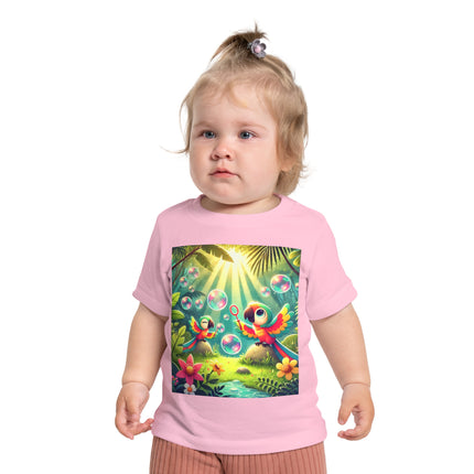 Parrots and Bubbles Baby T-Shirt – Tropical Color & Playful Joy