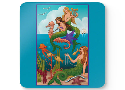 Three Mermaids with Strings of Pearls by Carlo Chiostri Corkwood Coaster Set
