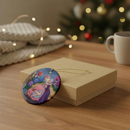 🌹💜 The Secret Embrace Ceramic Ornament – Art Deco Floral Romance