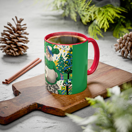 🍀🎄 The Emerald Holly Christmas Colorful Mug – Art Deco Holiday Elegance