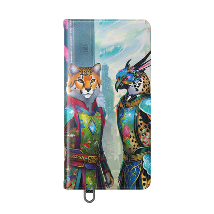 🐆🦜 Cybernetic Duets Flip Case – Neon Elegance & Digital Harmony