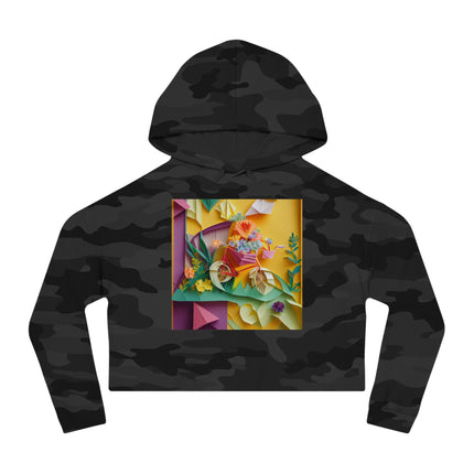 Origami Bicycle Women’s Cropped Hooded Sweatshirt