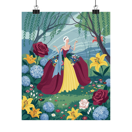 🌺👑 The Lady Of The Grand Flower Garden Matte Vertical Poster – Art Deco Floral Elegance