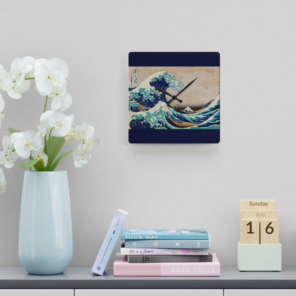 The Great Wave off Kanagawa by Katsushika Hokusai Acrylic Wall Clock, Round and Square