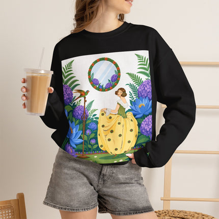 🦜🪷 The Parrot Garden Reflection Crewneck Sweatshirt – Art Deco Fashion Whimsy