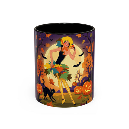 🌕🍂 Autumn Song Beneath The Harvest Moon Colorful Mug – Whimsical Halloween Charm