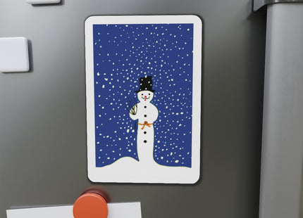 Snowman in Falling Snow Die-Cut Magnets (5 Sizes)