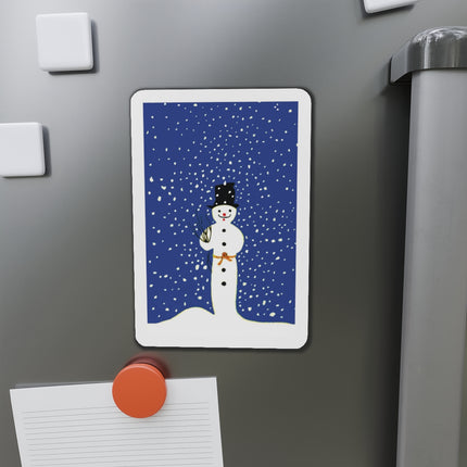 Snowman in Falling Snow Die-Cut Magnets (5 Sizes)