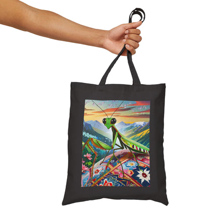 The Joyful Mantis Cotton Canvas Tote Bag