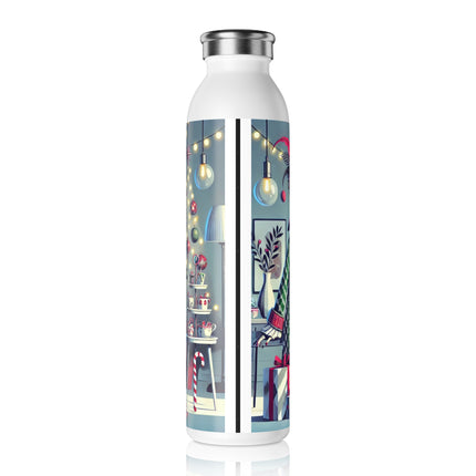 Whimsical Christmas Tea Party Slim Water Bottle