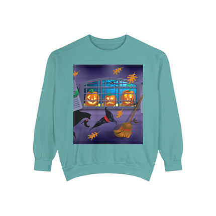 Whimsical Halloween Mischief Unisex Garment-Dyed Sweatshirt