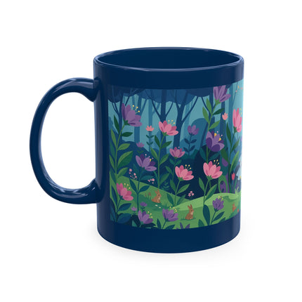 🌸☂️ The Lady Of The Enchanted Garden Stroll Ceramic Mug – Art Deco Floral Whimsy