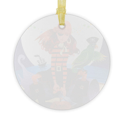 Moonlit Pirate Halloween Glass Ornament