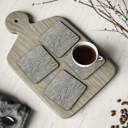 Wave Pattern on White Coasters