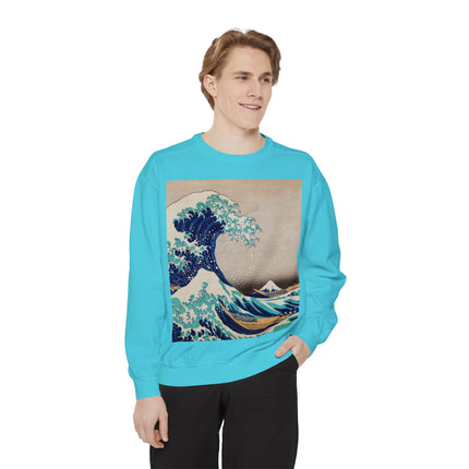 The Great Wave off Kanagawa by Katsushika Hokusai Garment-Dyed Sweatshirt