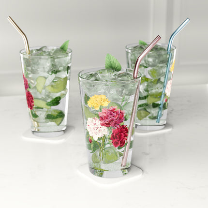 Carnation Botanical Illustration by Pierre-Joseph Redouté Glass, 16oz