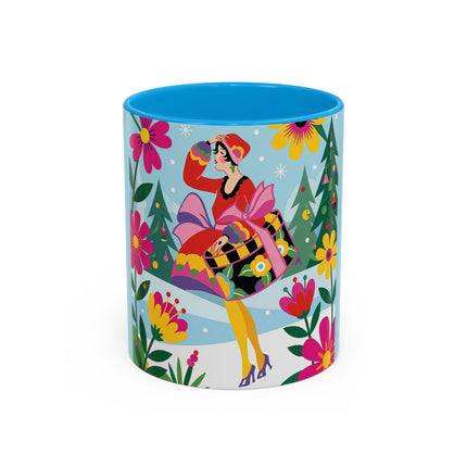 🌸🎄 Christmas In The Winter Garden Colorful Mug – Whimsical Holiday Fantasy