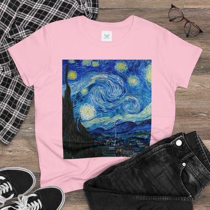 The Starry Night by Vincent Van Gogh Women's Midweight Cotton Tee