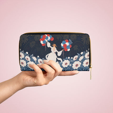 🎈🌼 The Midnight Balloon Garden Wallet – Art Deco Floral Celebration