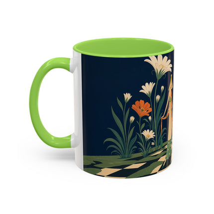 🌼🧡 The Midnight Floral Masquerade Colorful Mug – Art Deco Fashion Fantasy
