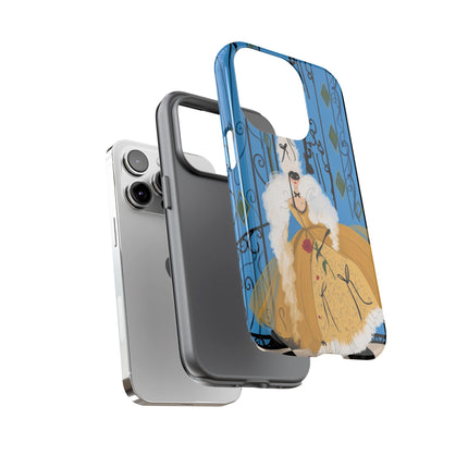 🎭🌹 The Lady At The Masquerade Gates Phone Case – Art Deco Fashion Illustration
