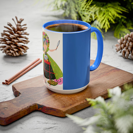Lady with the Golden Fish Colorful Mugs – Whimsical Fashion & Playful Fantasy