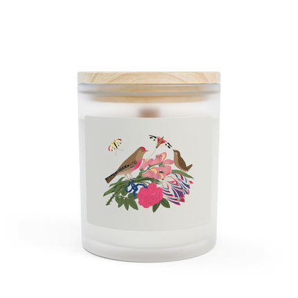 Pink-Breasted Bird & Wren Frosted Glass Candle