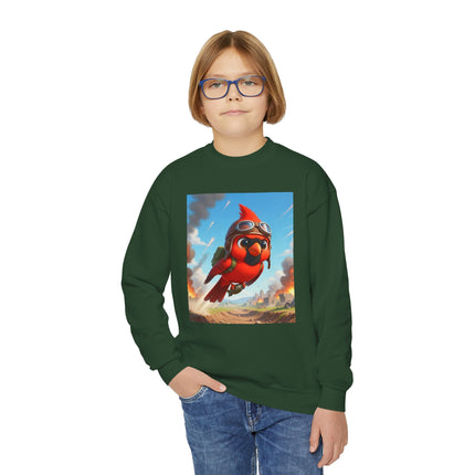 Cardinal Dive Bomber Youth Crewneck Sweatshirt – Action, Courage & High-Flying Adventure