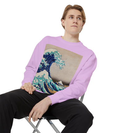 The Great Wave off Kanagawa by Katsushika Hokusai Garment-Dyed Sweatshirt