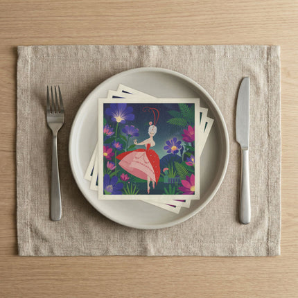 🌺✨ The Lady Of The Starlit Enchanted Garden Napkins – Art Deco Floral Fantasy