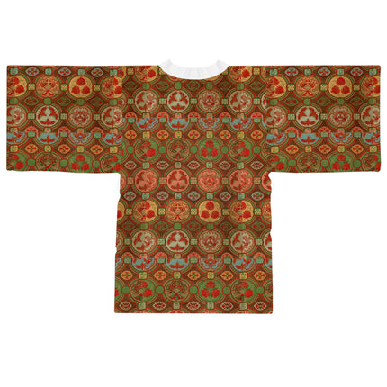 Japanese Fan Pattern by G.A. Audsley Long Sleeve Kimono Robe (AOP)