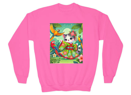 Parrot Dance of the Geisha Kitten Youth Crewneck Sweatshirt