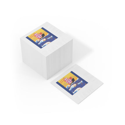 Golden Seas and Whimsical Dreams White Coined Napkins