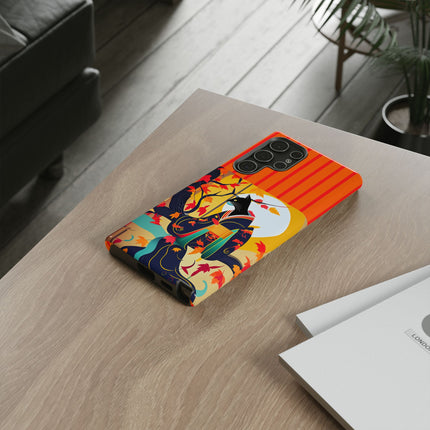 Black Cat in Kimono Phone Cases