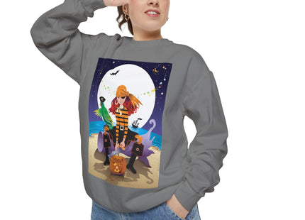 Moonlit Pirate Halloween Unisex Garment-Dyed Sweatshirt