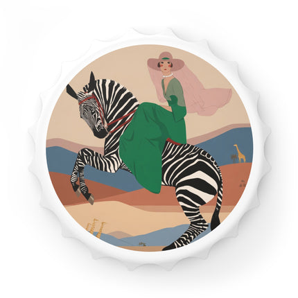 Zebra Rider Bottle Opener – Safari Chic & Art Deco Elegance