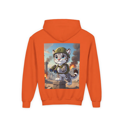 Snow Leopard Lookout Youth Hooded Sweatshirt – Adventure, Curiosity & Fearless Style