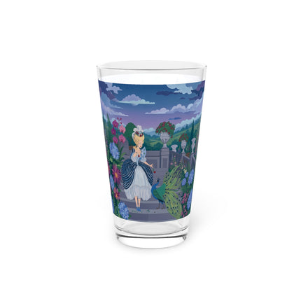 🦚🌸 The Peacock Garden Terrace Pint Glass – Art Deco Floral Elegance