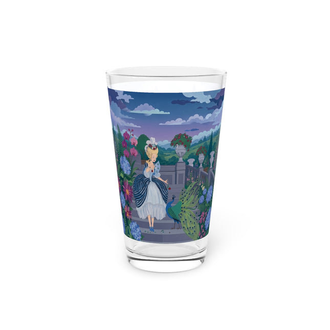 🦚🌸 The Peacock Garden Terrace Pint Glass – Art Deco Floral Elegance